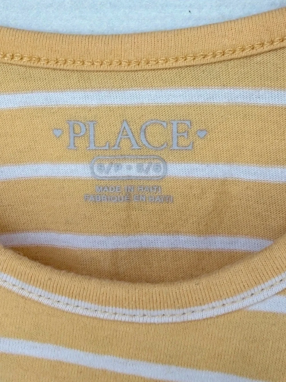 The Children's Place Girls Yellow Striped Raglan Long Sleeve Shirt - S 5/6